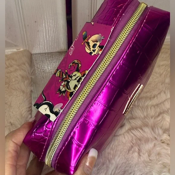 🌷SOLD🌷ED HARDY CROCODILE EMBOSSED PINK BAG - Picture 5 of 14